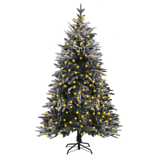Artificial Pre-lit Christmas Tree with Flocked Snow 180 cm PVC&amp;PE