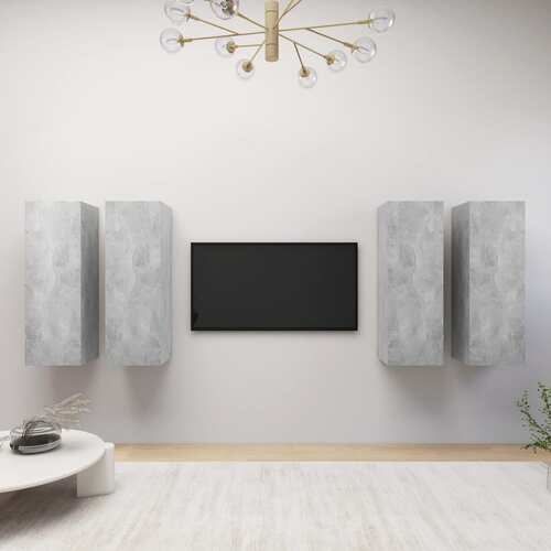 TV Cabinets 4 pcs Concrete Grey 30.5x30x90 cm Engineered Wood
