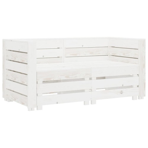 Garden 2-Seater Pallet Sofa Solid Pinewood White