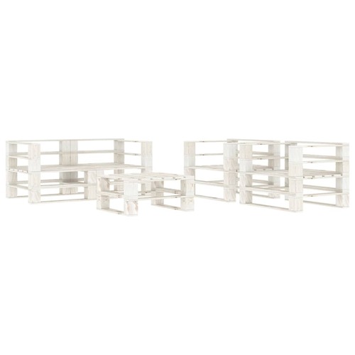 5 Piece Garden Pallet Lounge Set Solid Pinewood White