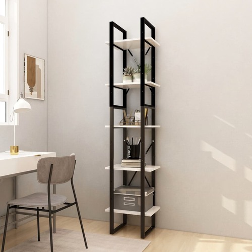5-Tier Book Cabinet White 40x30x175 cm Pinewood