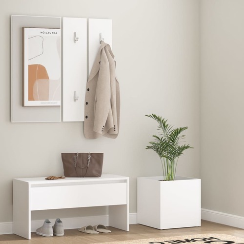 Hallway Furniture Set White Engineered Wood