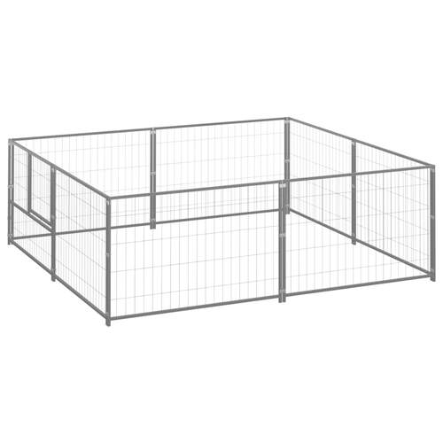 Dog Kennel Silver 4 m² Steel