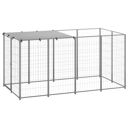 Dog Kennel Silver 2.42 m² Steel