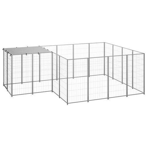 Dog Kennel Silver 6.05 m² Steel