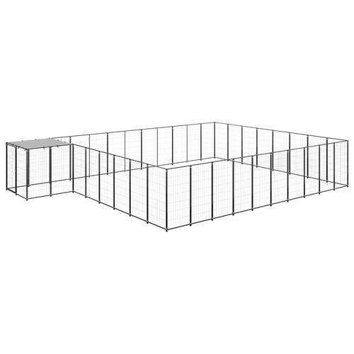 Dog Kennel Black 25.41 m² Steel