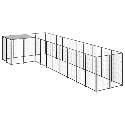Dog Kennel Black 7.26 m² Steel