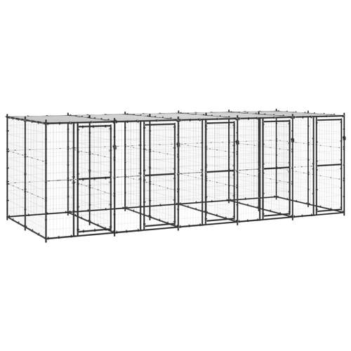 Outdoor Dog Kennel Steel with Roof 12.1 m²