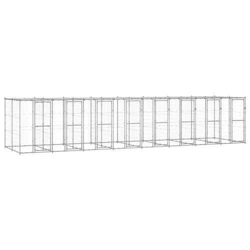 Outdoor Dog Kennel Galvanised Steel with Roof 19.36 m²