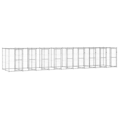 Outdoor Dog Kennel Galvanised Steel with Roof 21.78 m²