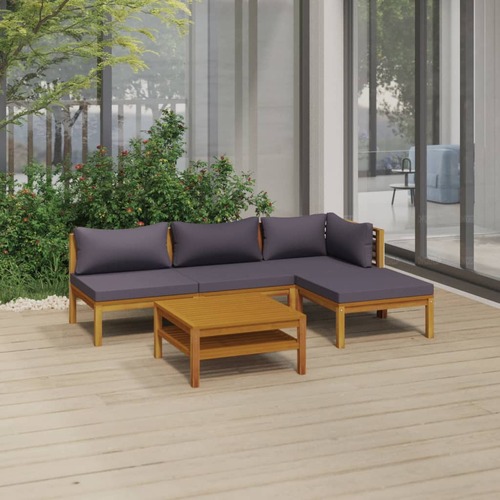 5 Piece Garden Lounge Set with Cushion Solid Acacia Wood