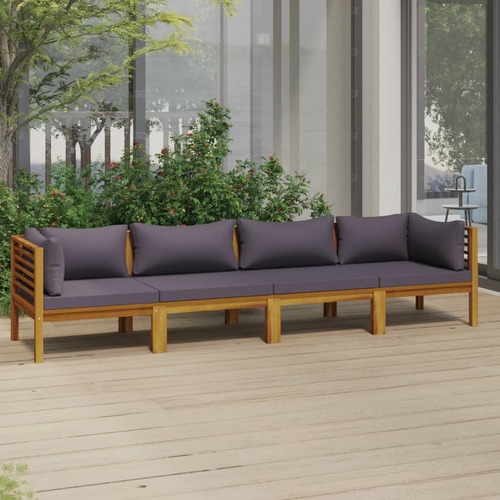 4-Seater Garden Sofa with Cushion Solid Acacia Wood