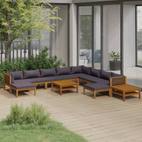12 Piece Garden Lounge Set with Cushion Solid Acacia Wood