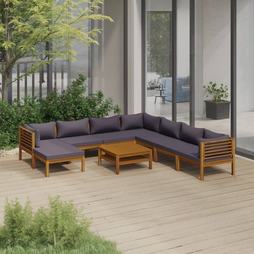 9 Piece Garden Lounge Set with Cushion Solid Acacia Wood