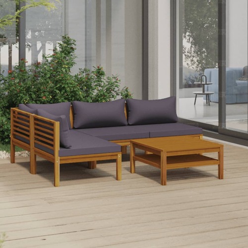 5 Piece Garden Lounge Set with Cushion Solid Acacia Wood