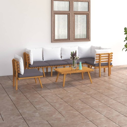 7 Piece Garden Lounge Set with Cushions Solid Wood Acacia