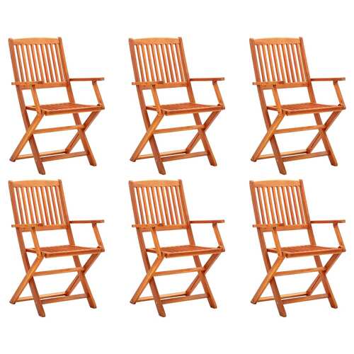 Folding Garden Chairs 6 pcs Solid Eucalyptus Wood