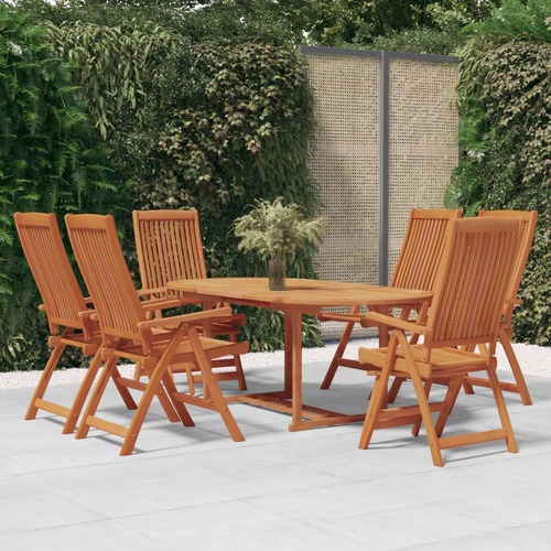 7 Piece Garden Dining Set Solid Wood Eucalyptus