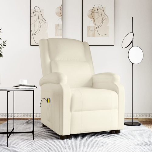 Stand up Massage Chair Cream Faux Leather