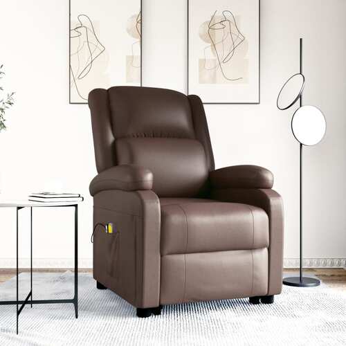 Stand up Massage Chair Brown Faux Leather