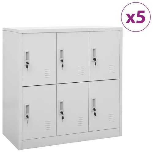 Locker Cabinets 5 pcs Light Grey 90x45x92.5 cm Steel