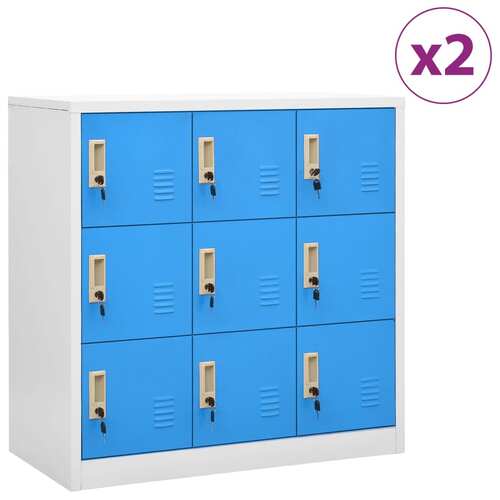 Locker Cabinets 2 pcs Light Grey and Blue 90x45x92.5 cm Steel