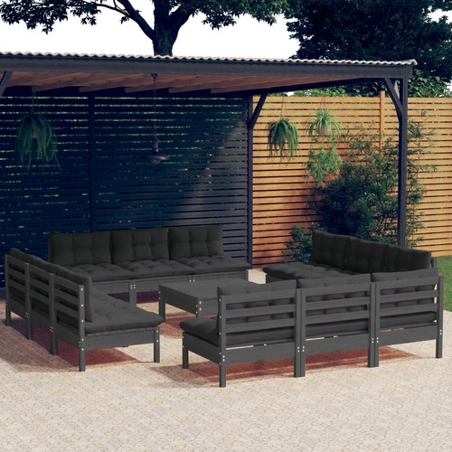 13 Piece Garden Lounge Set with Anthracite Cushions Pinewood