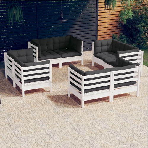 8 Piece Garden Lounge Set with Anthracite Cushions Pinewood