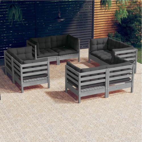 8 Piece Garden Lounge Set with Anthracite Cushions Pinewood