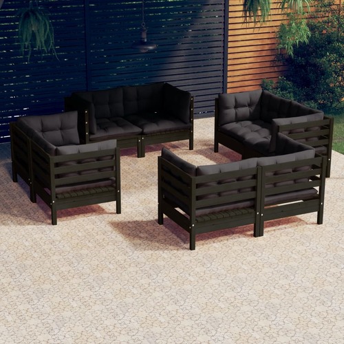 8 Piece Garden Lounge Set with Anthracite Cushions Pinewood