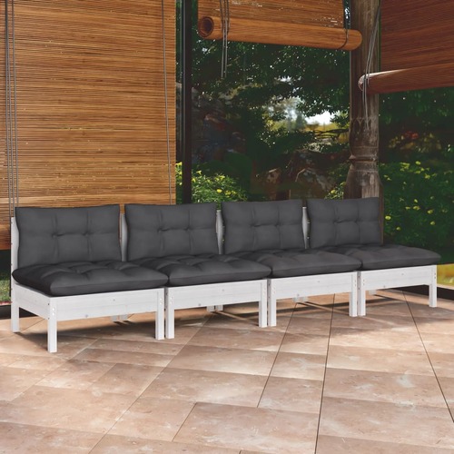 4-Seater Garden Sofa with Anthracite Cushions Solid Pinewood