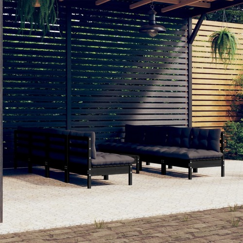9 Piece Garden Lounge Set with Cushions Solid Pinewood