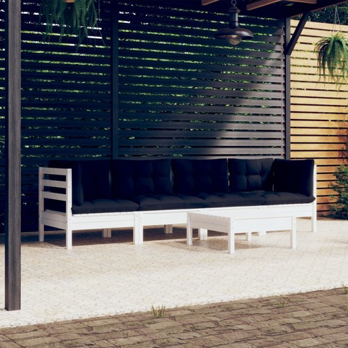 5 Piece Garden Lounge Set with Cushions Solid Pinewood