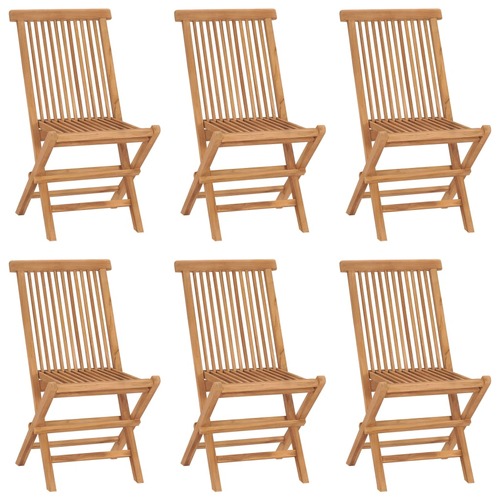 Folding Garden Chairs 6 pcs Solid Wood Teak