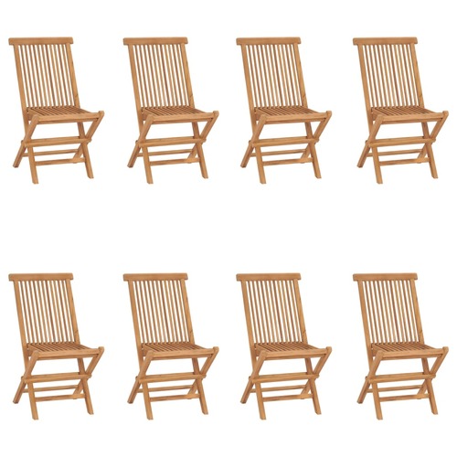 Folding Garden Chairs 8 pcs Solid Wood Teak
