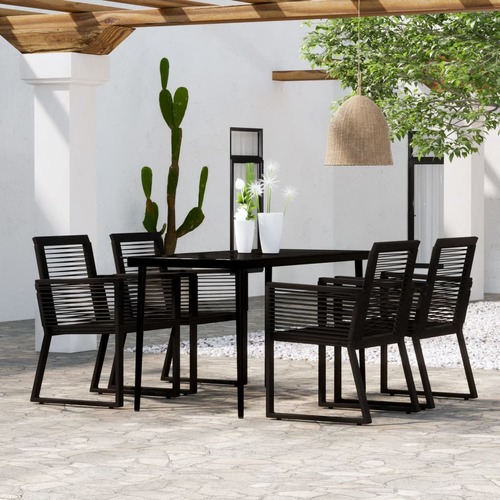 5 Piece Garden Dining Set Black