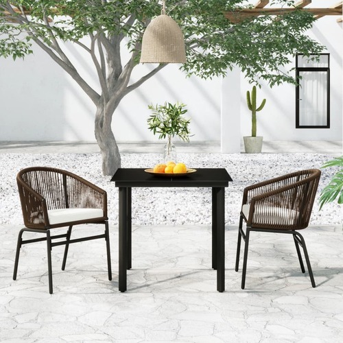 3 Piece Garden Dining Set Brown