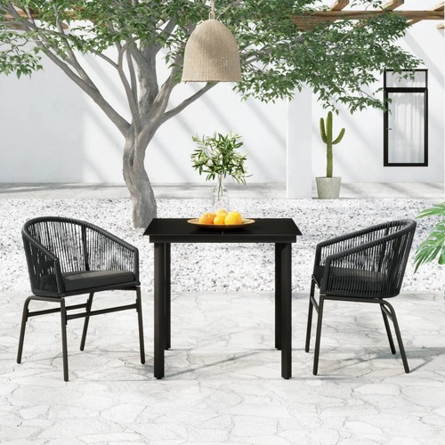 3 Piece Garden Dining Set Grey