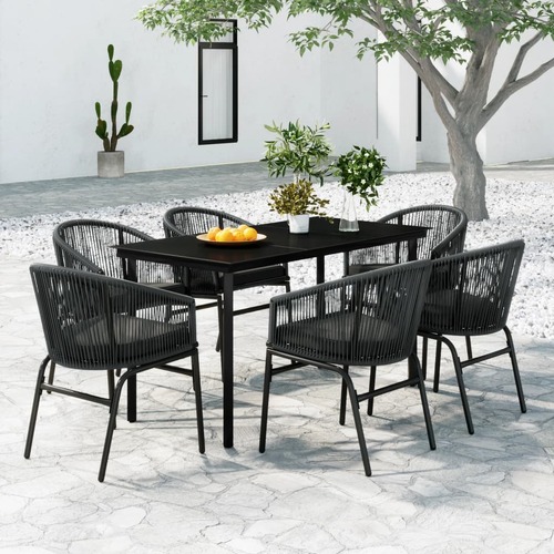 7 Piece Garden Dining Set Grey