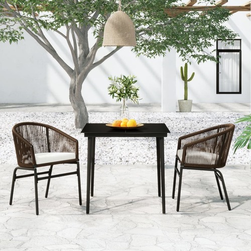 3 Piece Garden Dining Set Brown