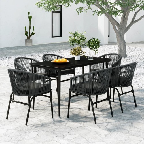7 Piece Garden Dining Set Grey