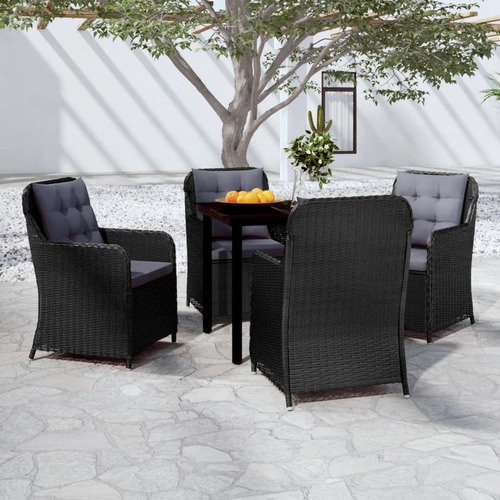 5 Piece Garden Dining Set Black