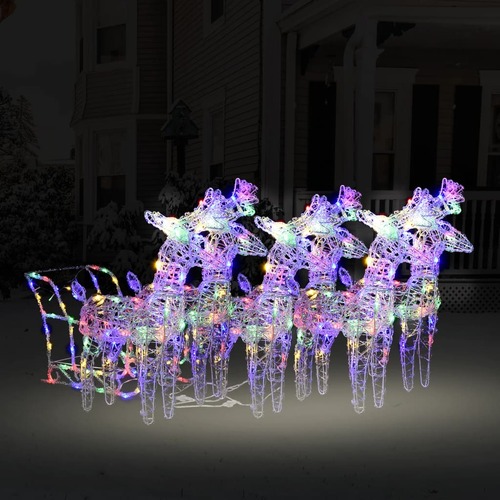 Reindeers & Sleigh Christmas Decoration 320 LEDs Acrylic