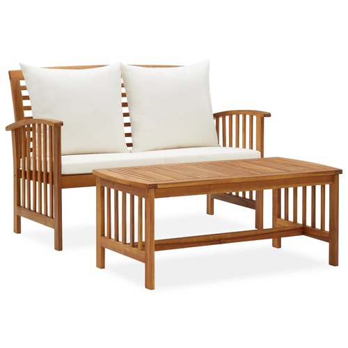 2 Piece Garden Lounge Set with Cushions Solid Acacia Wood