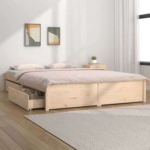 Bed Frame without Mattress with Drawers 183x203 cm King