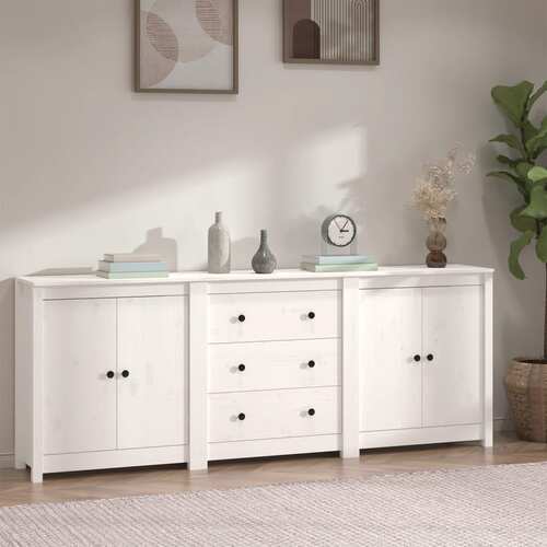 Sideboard White 210x35x80 cm Solid Wood Pine