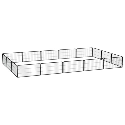 16-Panel Dog Playpen Black 100x50 cm Powder-coated Steel