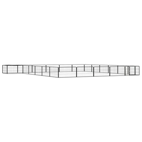 24-Panel Dog Playpen Black 100x50 cm Powder-coated Steel