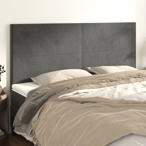 Headboards 4 pcs Dark Grey 80 cm Velvet