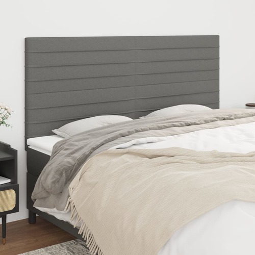 Headboard Dark Grey 160x5x118/128 cm Fabric
